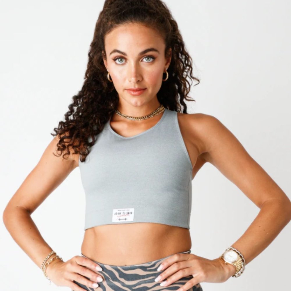 Adam Selman Sport, Racer Crop, Heather Grey, Size (M)
